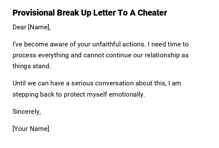 Provisional Break Up Letter To A Cheater Provisional Break Up Letter To A Cheater