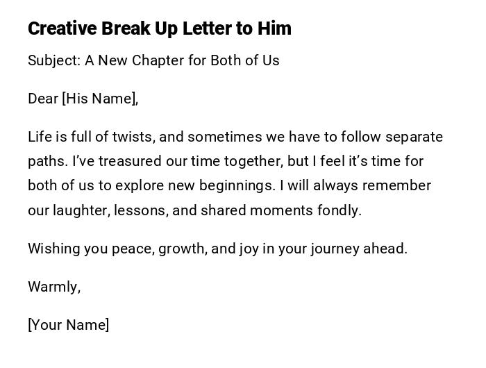 Creative Break Up Letter to Him