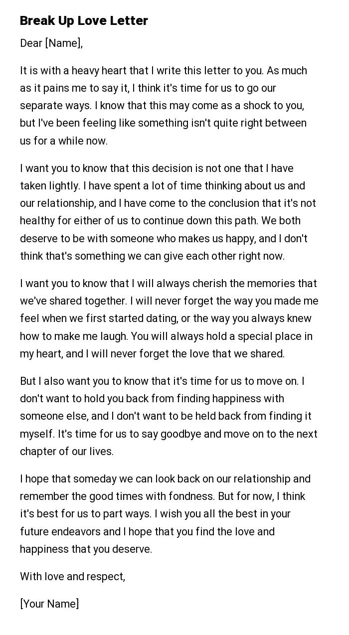 Break Up Love Letter