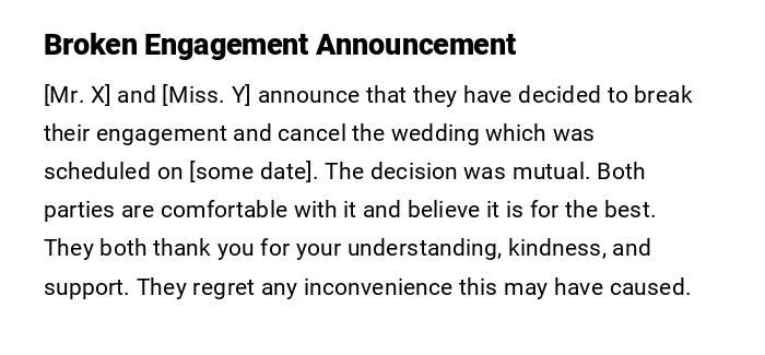 Broken Engagement Announcement Broken Engagement Announcement