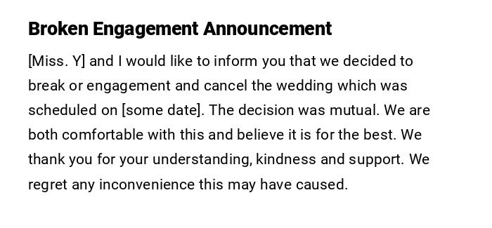 Broken Engagement Announcement Broken Engagement Announcement