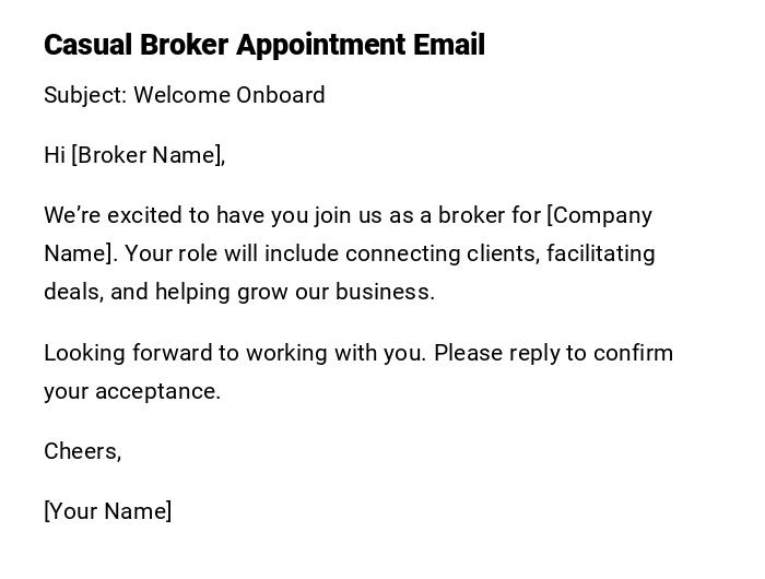 Casual Broker Appointment Email Casual Broker Appointment Email