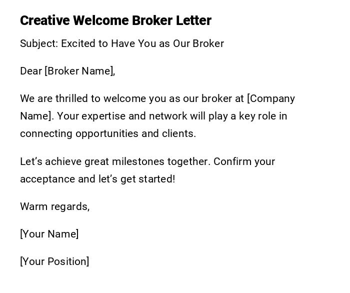 Creative Welcome Broker Letter Creative Welcome Broker Letter