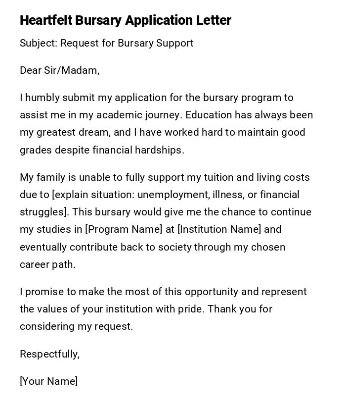 Heartfelt Bursary Application Letter Heartfelt Bursary Application Letter