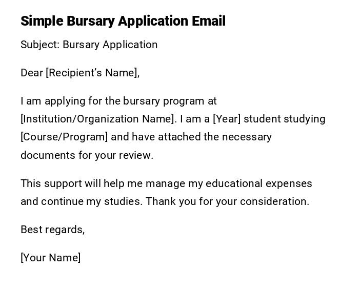 Simple Bursary Application Email Simple Bursary Application Email