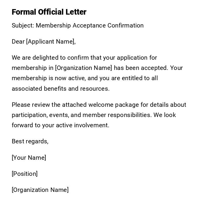 Formal Official Letter Formal Official Letter