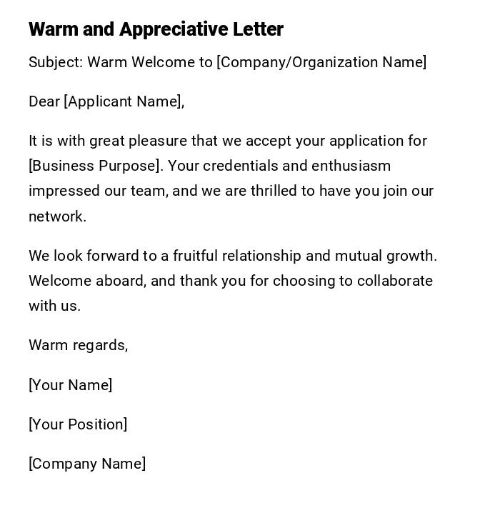 Warm and Appreciative Letter Warm and Appreciative Letter