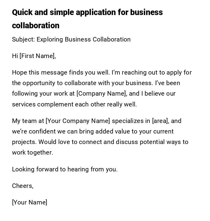 Quick and simple application for business collaboration