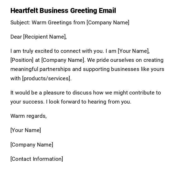 Heartfelt Business Greeting Email Heartfelt Business Greeting Email
