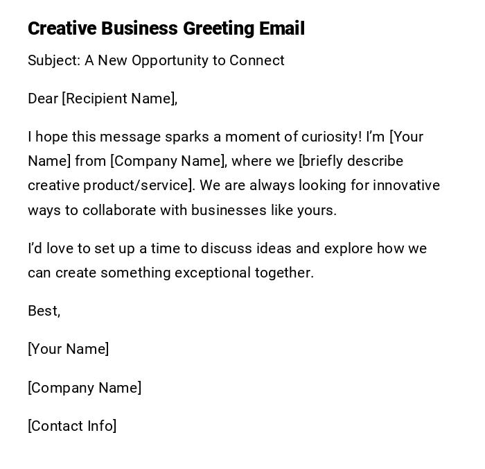 Creative Business Greeting Email Creative Business Greeting Email