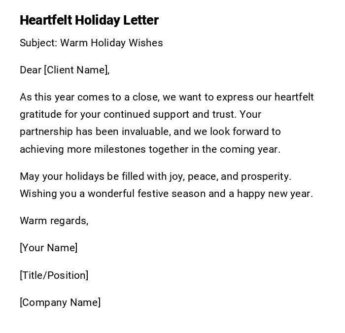 Heartfelt Holiday Letter Heartfelt Holiday Letter