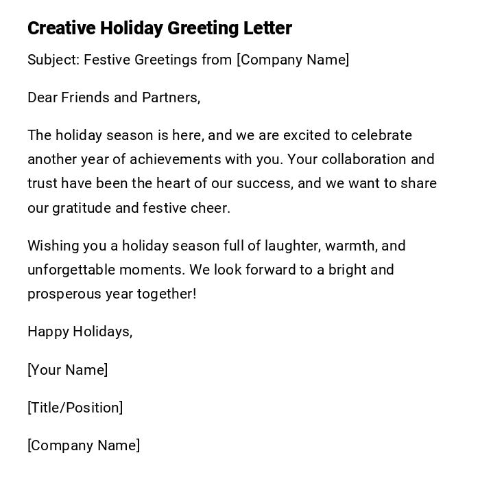 Creative Holiday Greeting Letter Creative Holiday Greeting Letter