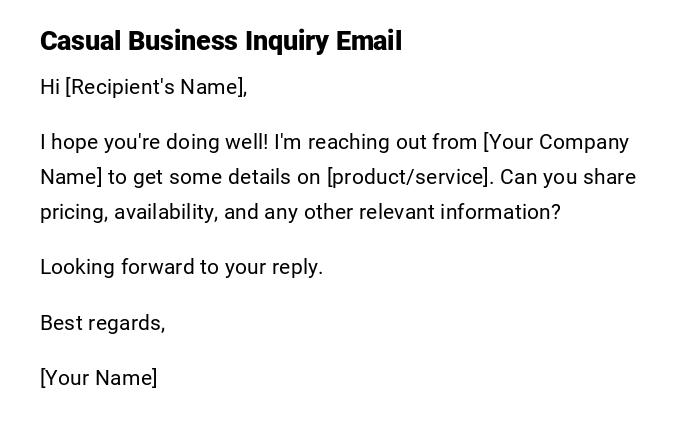 Casual Business Inquiry Email