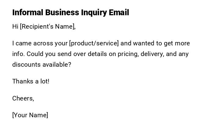 Informal Business Inquiry Email