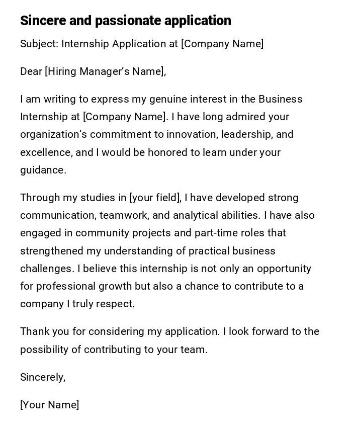 Sincere and passionate application Sincere and passionate application