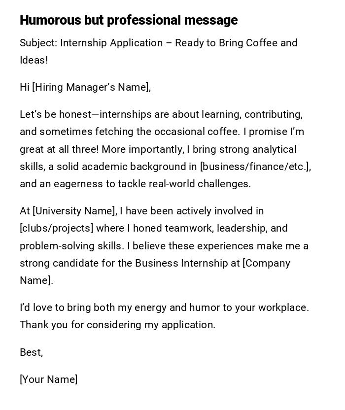 Humorous but professional message Humorous but professional message