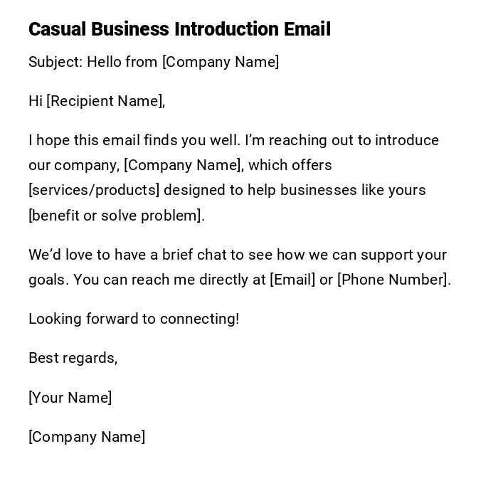 Casual Business Introduction Email
