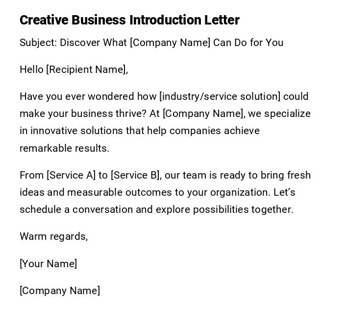 Creative Business Introduction Letter