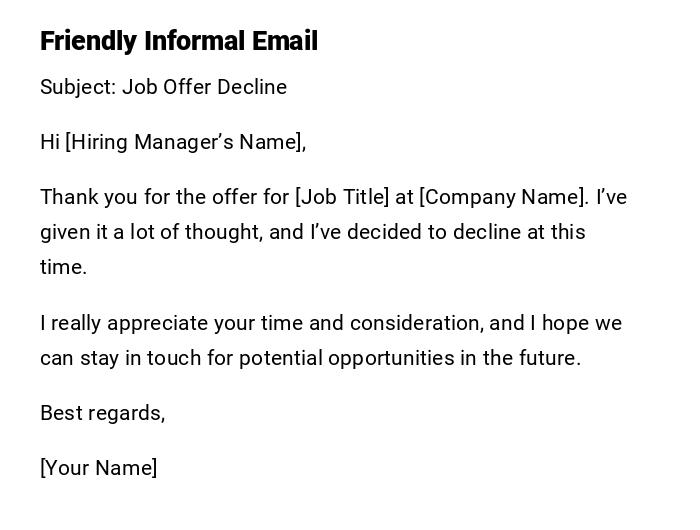 Friendly Informal Email Friendly Informal Email