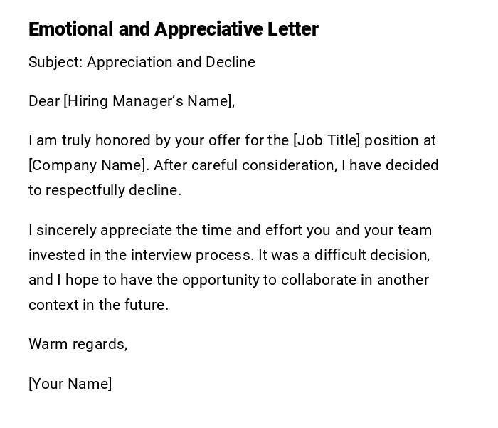 Emotional and Appreciative Letter Emotional and Appreciative Letter