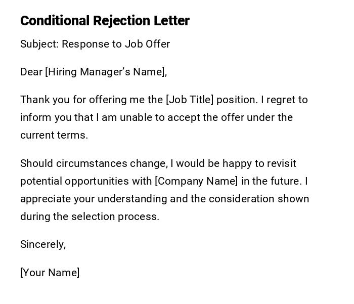 Conditional Rejection Letter Conditional Rejection Letter