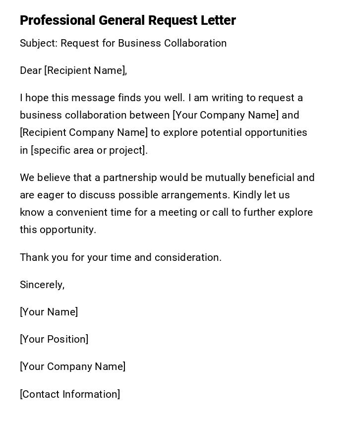 Professional General Request Letter Professional General Request Letter