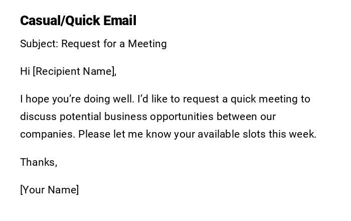 Casual/Quick Email Casual/Quick Email