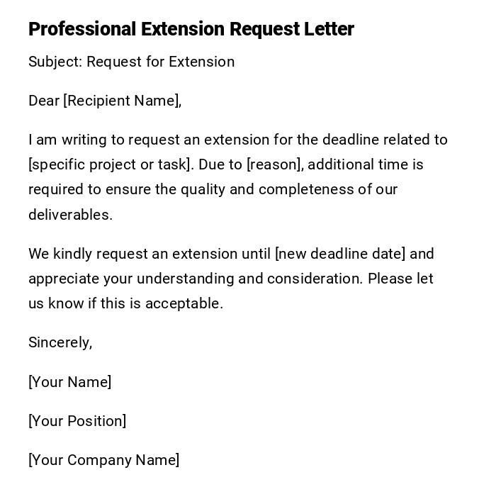 Professional Extension Request Letter Professional Extension Request Letter