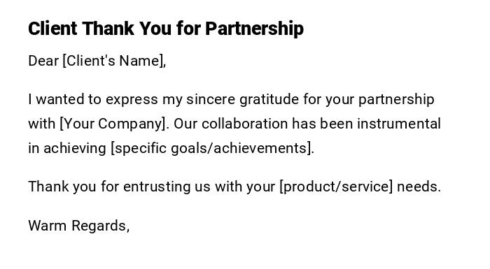 Client Thank You for Partnership