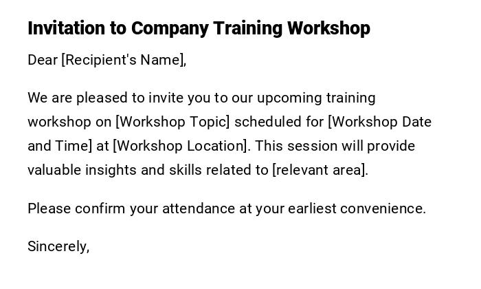 Invitation to Company Training Workshop