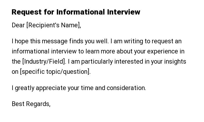 Request for Informational Interview