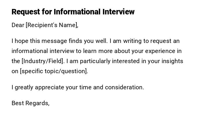 Request for Informational Interview