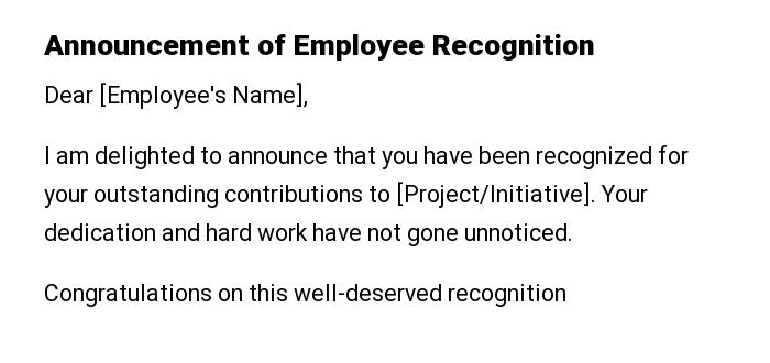 Announcement of Employee Recognition