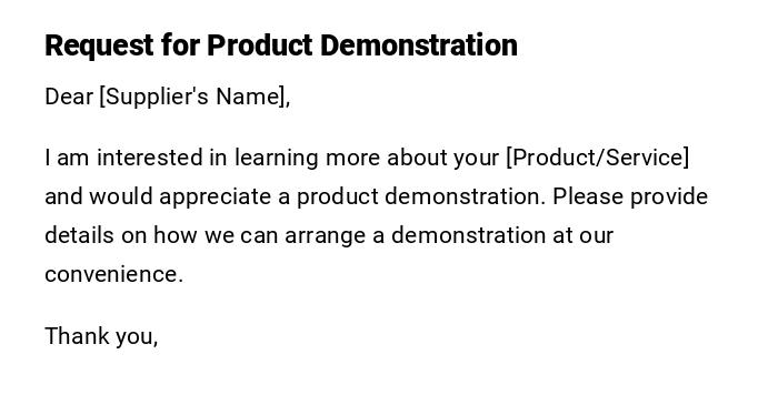 Request for Product Demonstration