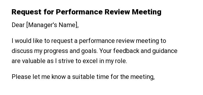 Request for Performance Review Meeting