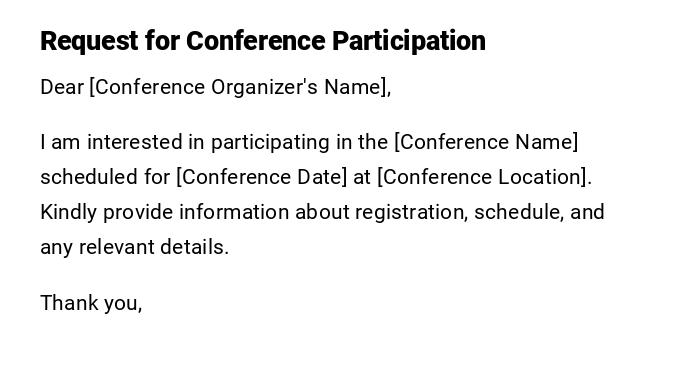 Request for Conference Participation