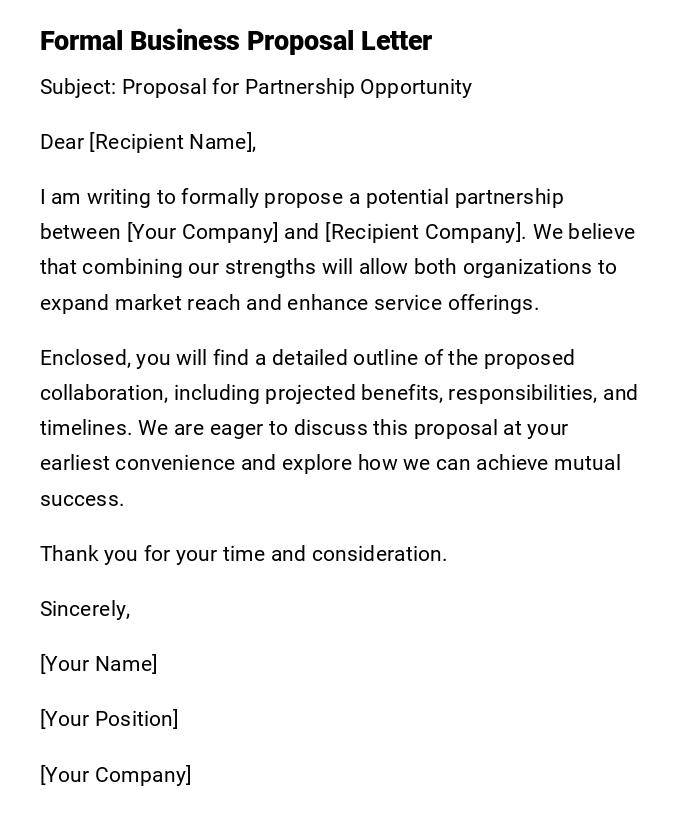 Formal Business Proposal Letter
