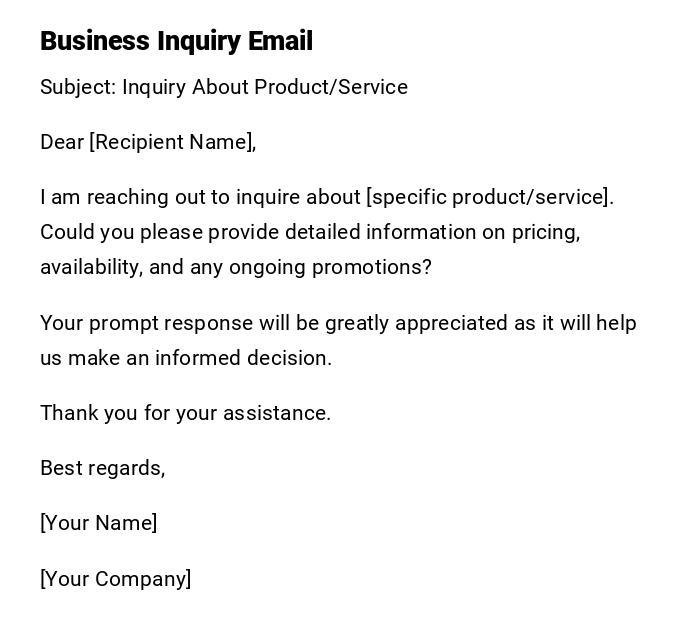 Business Inquiry Email