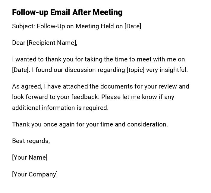 Follow-up Email After Meeting