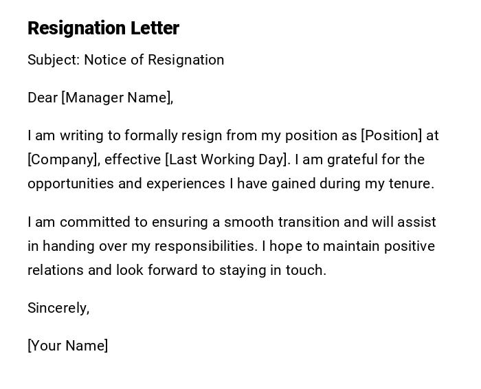Resignation Letter