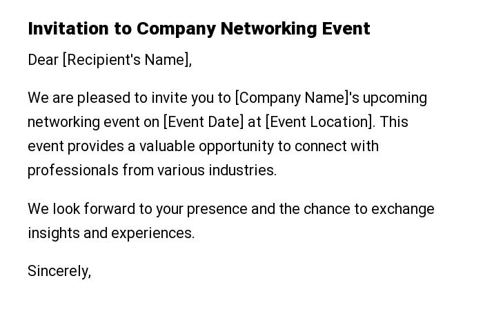Invitation to Company Networking Event