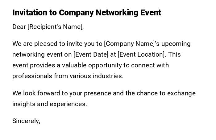 Invitation to Company Networking Event