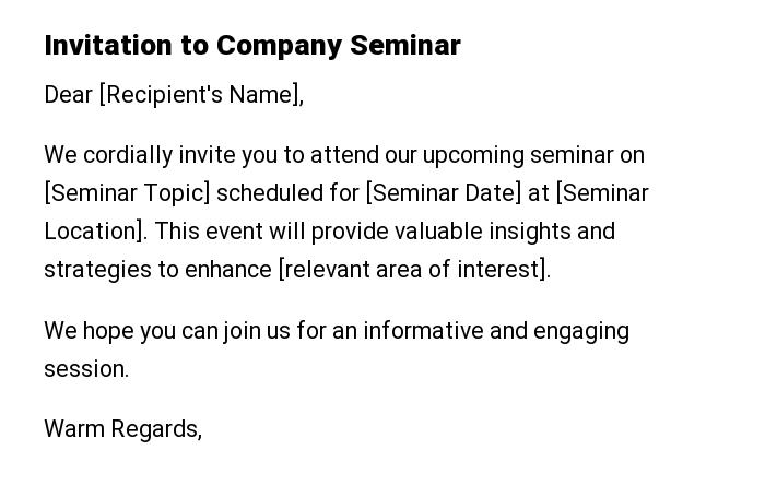 Invitation to Company Seminar