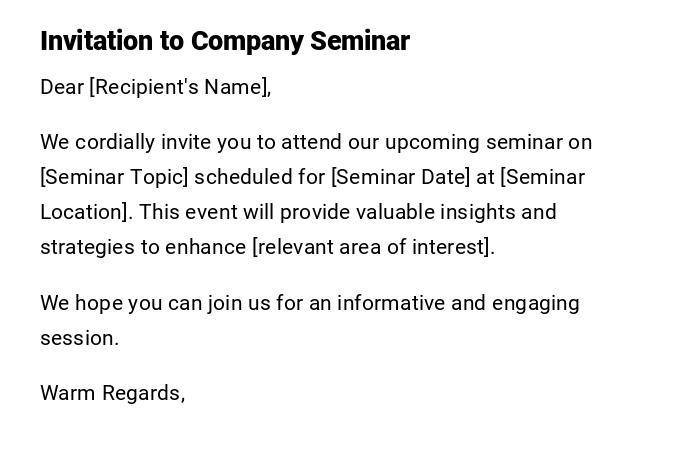 Invitation to Company Seminar