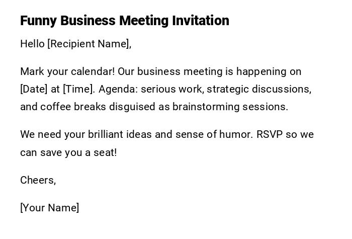 Funny Business Meeting Invitation Funny Business Meeting Invitation