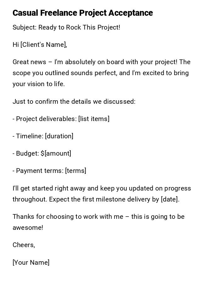 Casual Freelance Project Acceptance Casual Freelance Project Acceptance