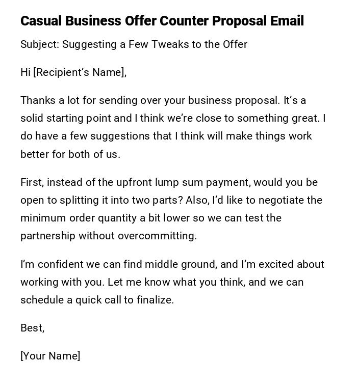 Casual Business Offer Counter Proposal Email Casual Business Offer Counter Proposal Email