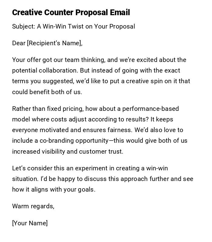 Creative Counter Proposal Email Creative Counter Proposal Email