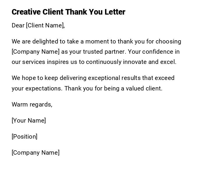 Creative Client Thank You Letter Creative Client Thank You Letter