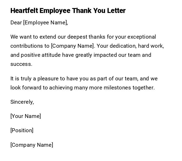 Heartfelt Employee Thank You Letter Heartfelt Employee Thank You Letter